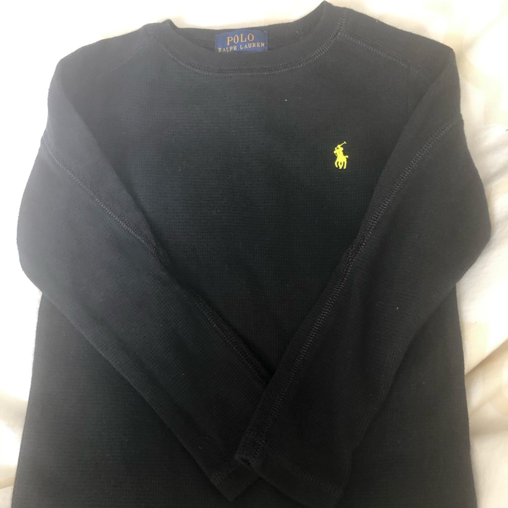 Waffle knit polo pullover- long sleeve